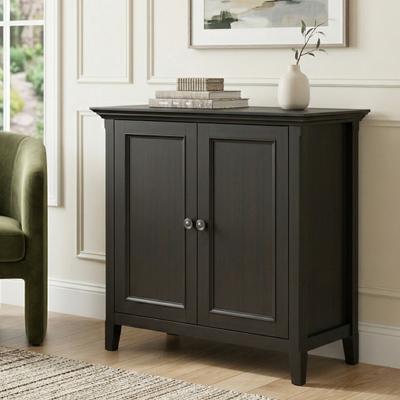"WYNDENHALL Halifax 37 inch Wide Solid Wood Transitional 2 Door Storage Cabinet in Hickory Brown - 17"" D x 37"" W x 36"" H"