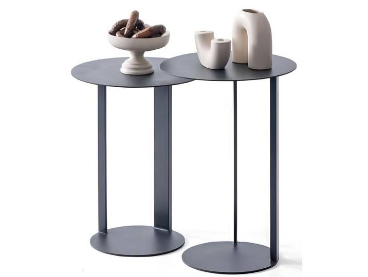 Xlmoebel Beistelltisch XLMOEBEL Beistelltisch mit Metallbeinen und runder Tischplatte (Beistelltisch, 2-St., 2er-Set), Made in Europa