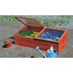 Frühbeet Grünberg - 140 x 70 x 28 cm - Farbe: Honigbraun - Frühbeet aus Fichtenholz und Polycarbonat-Doppelstegplatte