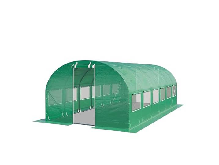 TOOLPORT Tunnelkas Foliekas Folietunnel 3x6m winterbestendig met oprolbare ramen - PE 180g/m² groen transparant
