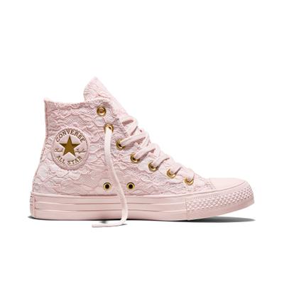 Sneaker CONVERSE "CHUCK TAYLOR ALL STAR LACE", Damen, Gr. 37, Synthetik, rosa (shy flamingo, shy flamingo, gold), Textil, Schuhe Sneaker