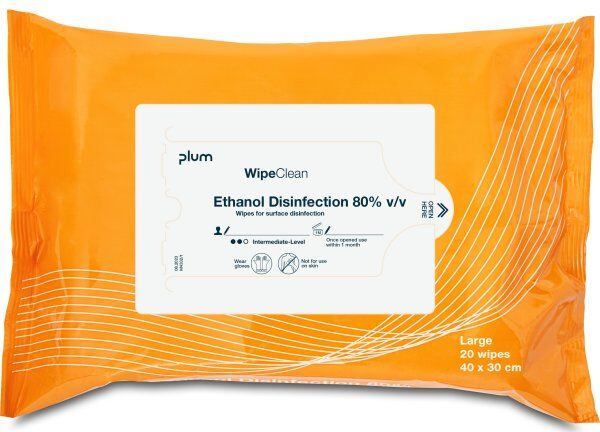 Plum Wipeclean 80%   Wipes   Large   20 Stk