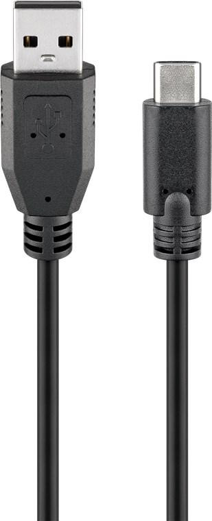 Goobay USB-C naar USB-A USB 2.0 kabel, zwart, 3 meter