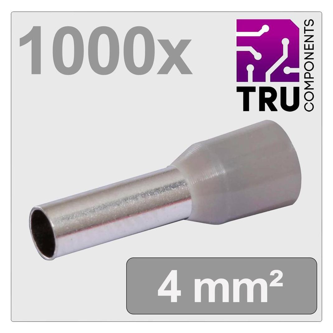 Tru Components TC-13377212 Aderendhülse 4 mm² Teilisoliert Grau 1000 St. (TC-13377212)