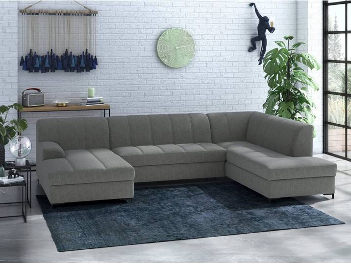 Home affaire Wohnlandschaft Balme, moderne Formensprache, zeitloses Design, U-Form, Inkl. Zierkissen, wahlweise mit Bettfunktion
