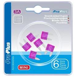 ProPlus 490362 Satz Flachsicherungen Mini 3A violett 6 Stück im Blister KFZ-Sicherungen