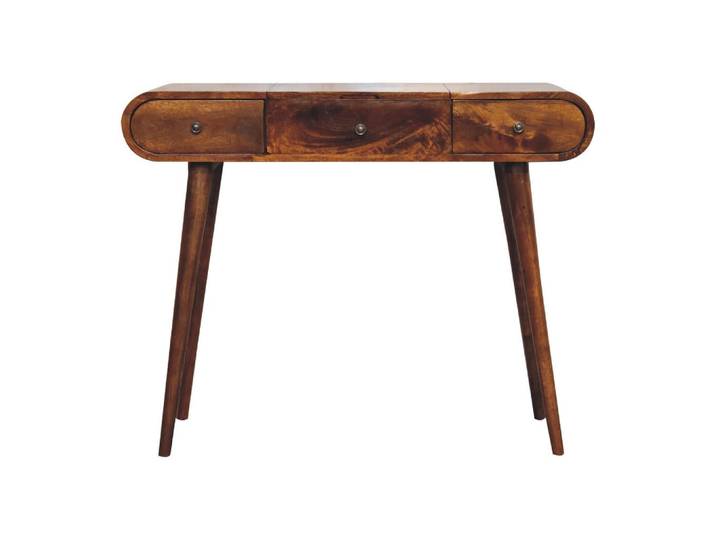 Artisan Furniture Spiegelschminktisch in Kastanienholz-Essenz mit 2 Schubladen, 4 Fächer, Braun, Holz, Echtholz,Mangoholz, Holz Optik, Rechteckig, 100x80x40 cm, Schlafzimmer, Schminktische