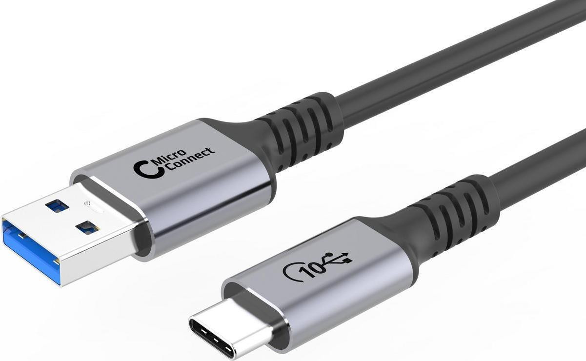 MicroConnect USB 3.2 Gen 2 Kabel, USB-C naar USB-A, 2 meter, zwart