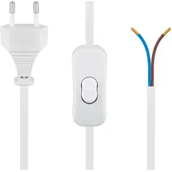 Goobay Euro Kabel zum Konfektionieren mit Schalter, 1,5 m weiß