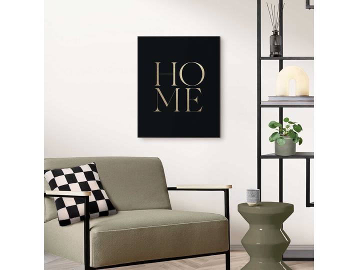 Impression Home MDF - panneau de fibres à densité moyenne Noir/Noir/Doré 40 x 50 x 1cm