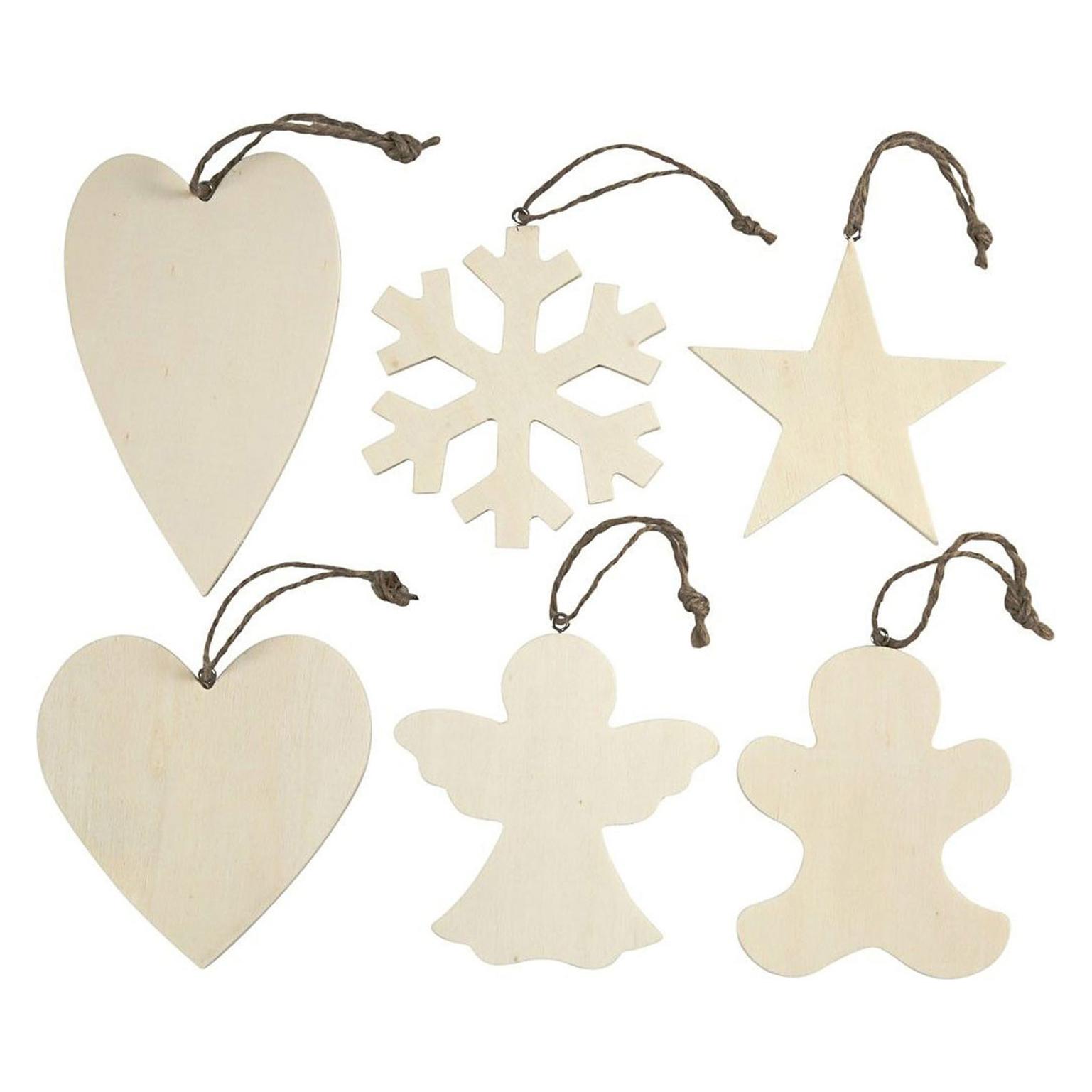 Creativ Company Versier je Houten Kersthangers, 6st. (5707167975831)