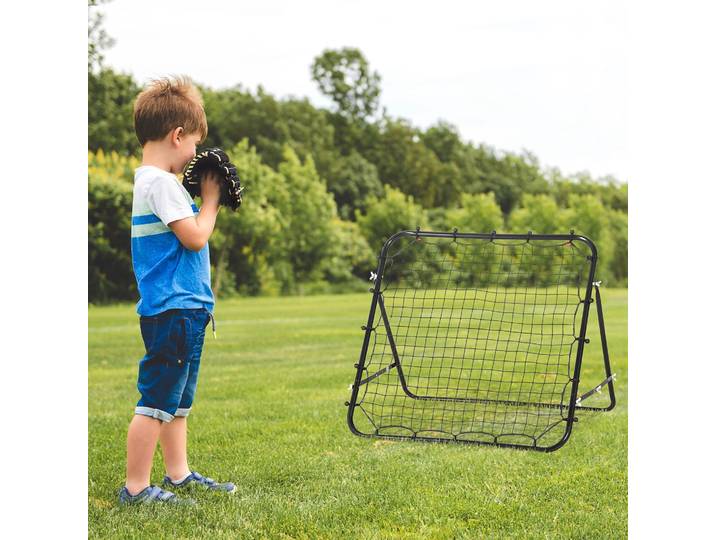HOMCOM Filet de rebond de Football Métal PE 96x80x96cm Noir