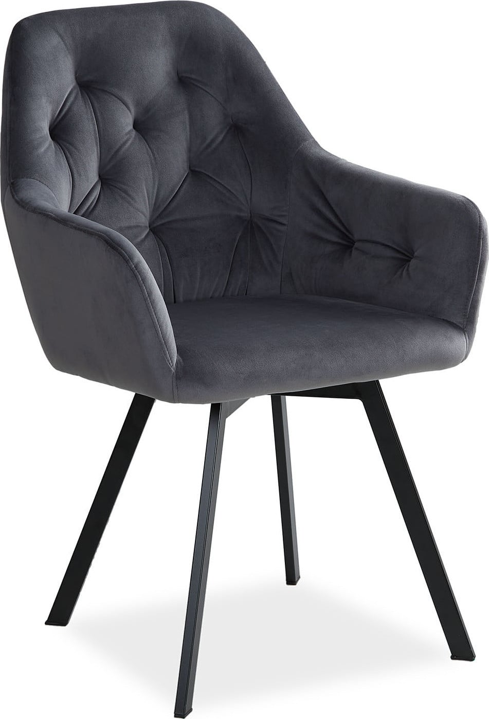 Homestyle4u Grijs Fluwelen Draaistoel met Armleuningen