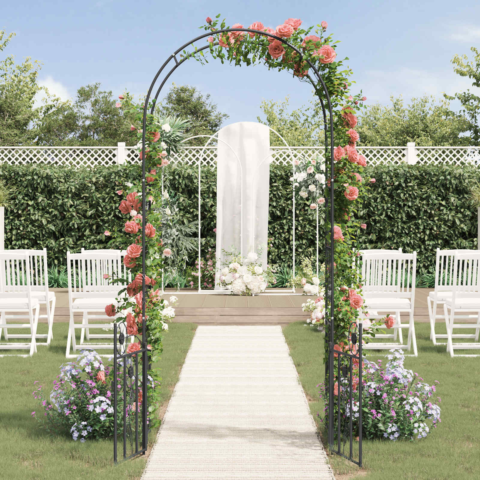 vidaXL Arche de jardin Noir 102 x 50 x 218 cm Acier