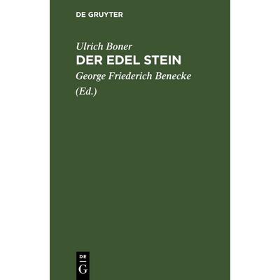 Der Edel Stein, Gebundene Ausgabe von Ulrich Boner, De Gruyter, 978-3-11-244545-7