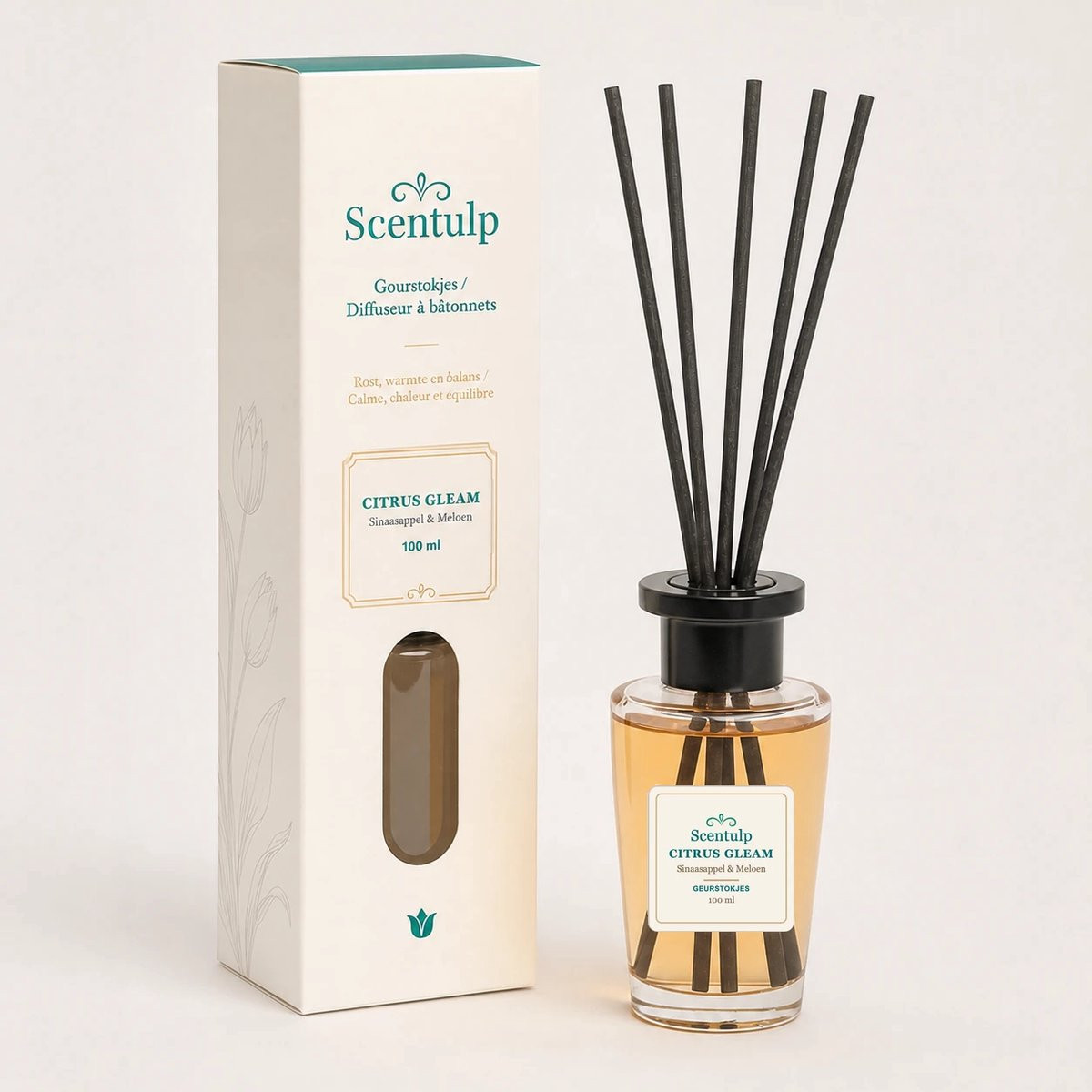 Scentulp Citrus Gleam Geurstokjes Sinaasappel & Meloen 100 ml