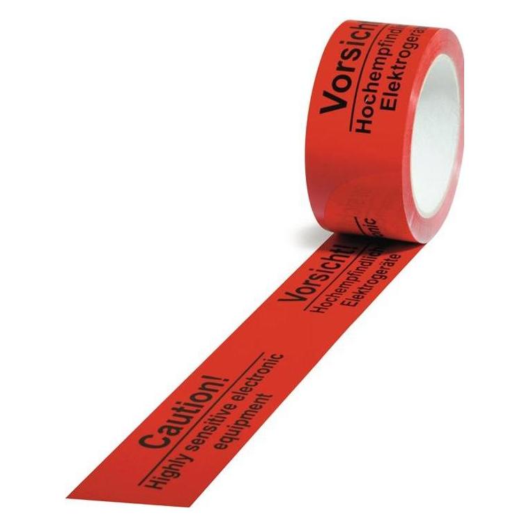 Transpak Warnklebeband PP Empfindliche Elektrogeräte Länge 66 m, Breite 50 mm rot (50 mm) (5570016)