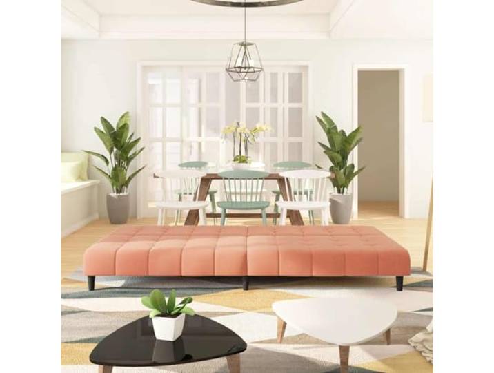KTHLBRH Schlafsofa mit 2 Sitzen in Rosa aus Samt Wandelbar, Holzgestell, Schaumstoff, 110 kg pro Sitzplatz, für Studio