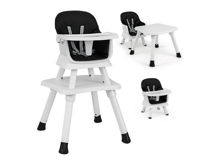 COSTWAY Hochstuhl, 6in1 Kombihochstuhl, Babystuhl, mit Sicherheitsgurt