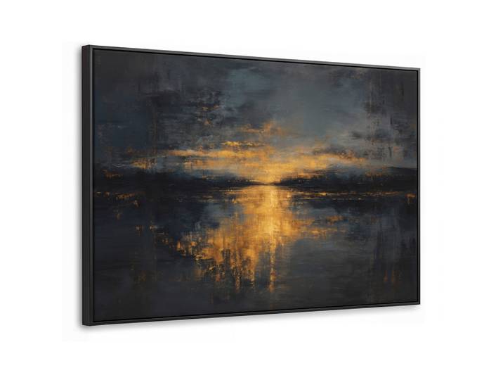 LEINWAND Bilder mit Rahmen - Goldene Reflexion auf dem Wasser - 90x60