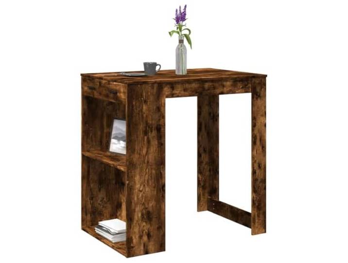 HBBMGYD Bartisch, rauchfarbene Eiche, 102 x 70 x 103,5 cm, Holz 2 Einlegeböden, 1 Schublade, glatte Oberfläche, feuchtigkeitsbeständig und splitterfest, Küche, Wohnzimmer, Esszimmer