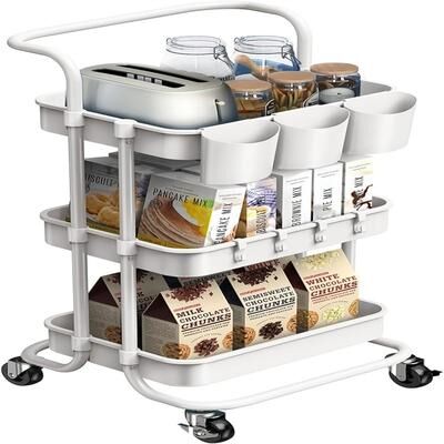 No "3 Tier Rolling Utility Cart Storage Shelves Multifunction Storage Trolley Service Cart - 16.9""D x 14.2""W x 34""H"