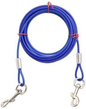 Uplift Essentials Professional Heavy Duty Double Ended Steel Wire Tie Out Cable blue l