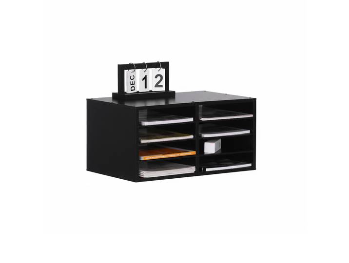 Dokumentenablage Bambus 8 Fächer Schwarz