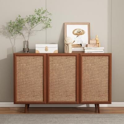 Farmhouse Media Console Storage Cabinet with 3-Doors and Shelves for Entryway or Living Room Organization