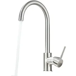 KLARWERK® JULIE | Niederdruck Edelstahl Küchenarmatur Silber gebürstet | Gastro Wasserhahn für Boiler 3 Anschlüsse | Mischbatterie Küche