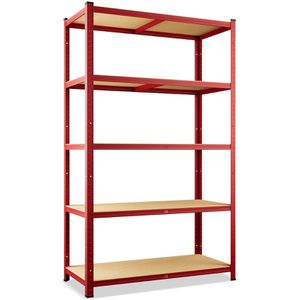 Monzana Schwerlastregal 106198, 5 Holzböden, 175kg Fachlast, rot, 180 x 90 x 40cm
