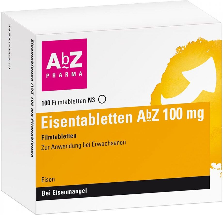 Eisentabletten AbZ 100mg zum Ausgleich eines Eisenmangels