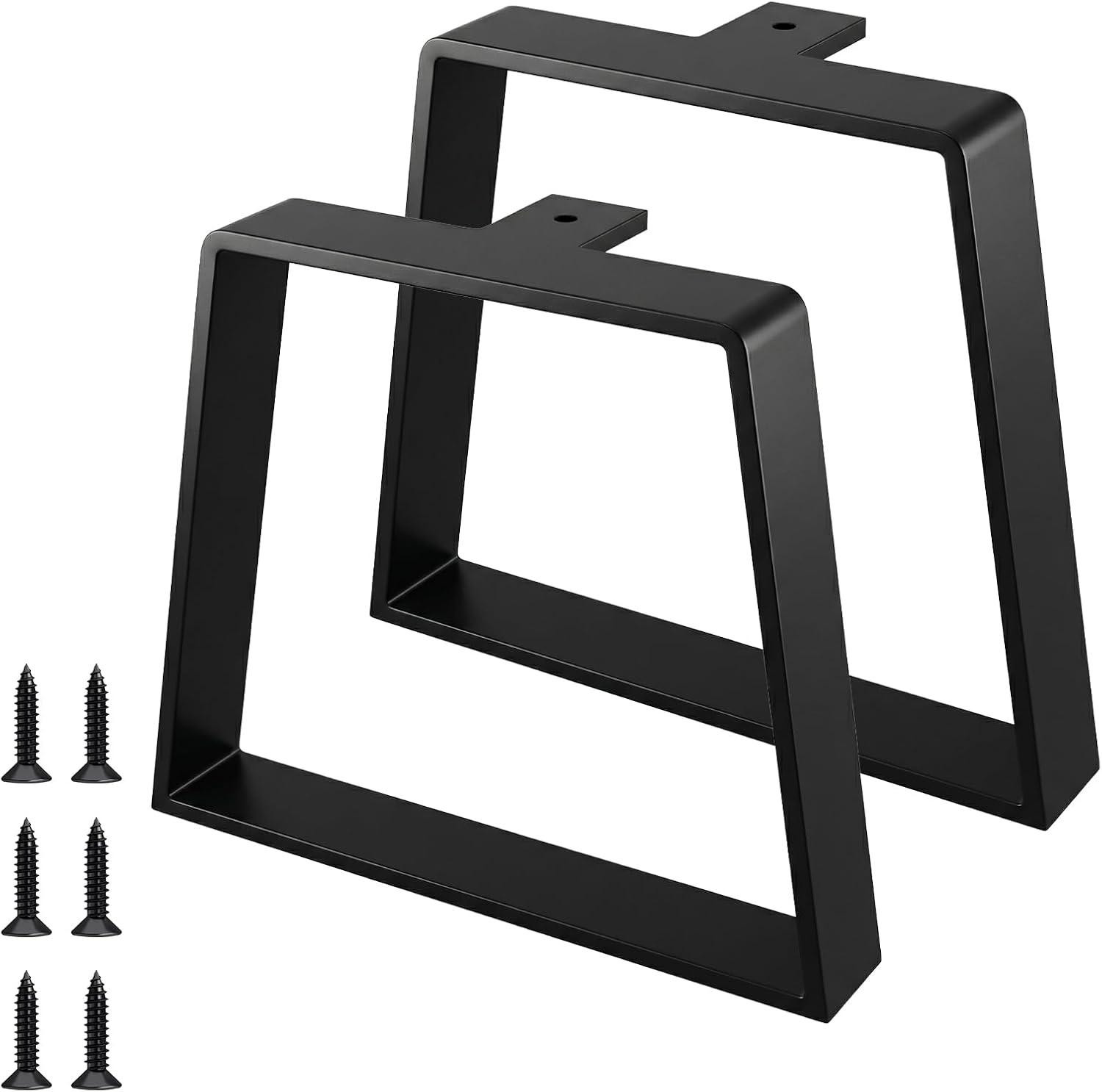 Zwarte trapezium tafelpoten van 5 mm ijzer, hoogte: 20 cm, voor salontafel