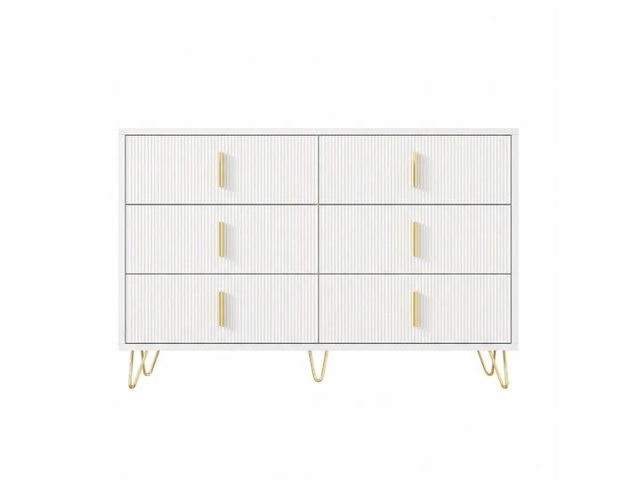SIDEBOARD weiß gold 120cm 6 schubladen modern