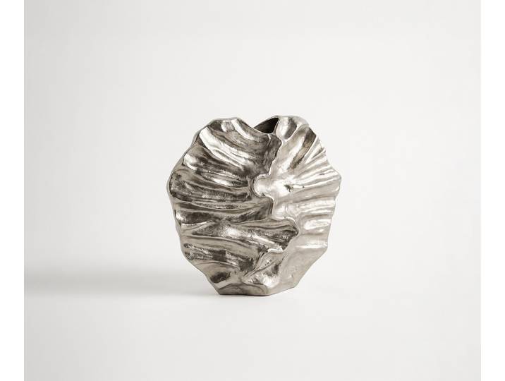 Vase Nerina l36 x P13 x H35 cm Aluminium Platin Fait main