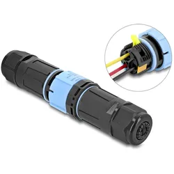 DELOCK Kabelverbinder m. Bajonettverschl. 3 Pin St > Bu IP68