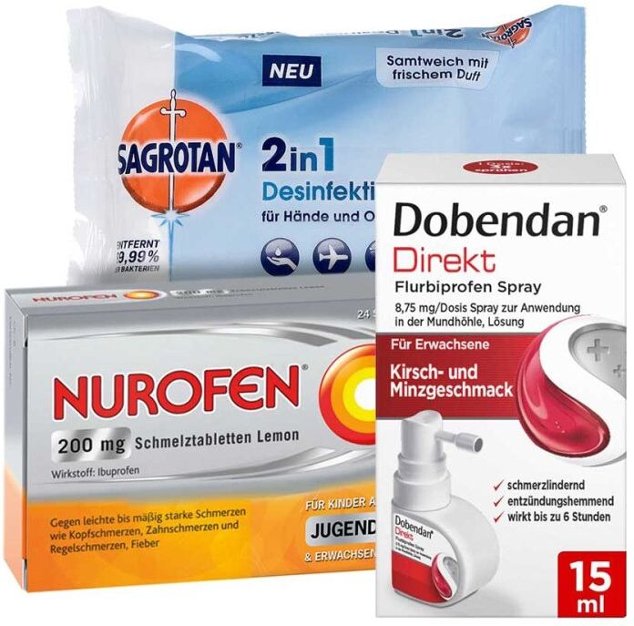 Erkältungsset Dobendan, Nurofen, Sagrotan