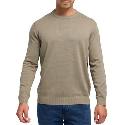 Rundhalspullover INDICODE "INArkmill o-neck", Herren, Gr. L, beige (bungee cord), Strick, Obermaterial: 100% Baumwolle, unifarben, regular fit normal, Rundhals, Bündchen, Pullover Rundhalspullover, Baumwolle, regular fit