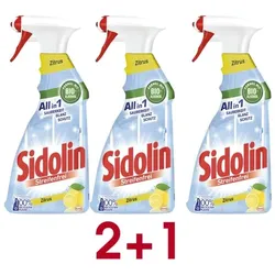 Sidolin 2 + 1 Aktion: 3x Glasreiniger »All in 1 Streifenfrei Zitrus« 500 ml gelb