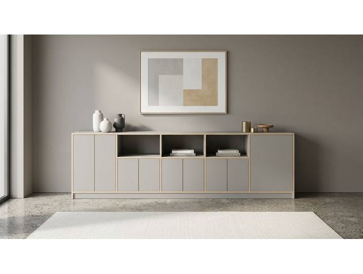 Breites Sideboard nach Maß Premium Dekore Grau Multiplex Kante