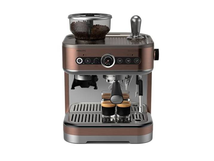 PHILIPS Espressomaschine Barista Brew, Bronze, Espresso & Americano Halbautomatisch mit Cappuccinosystem, 280g Bohnenbehälter, Kalibriertes Tampen, Espresso & Cappuccino (PSA3228/41)