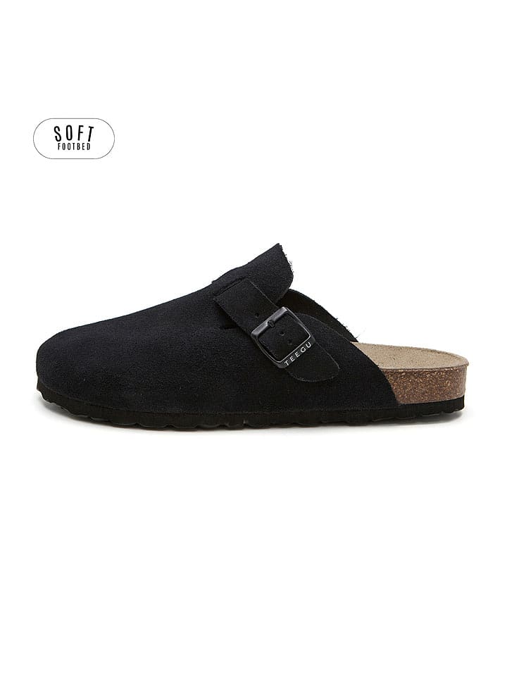 teegu Leder-Clogs in Schwarz - 45