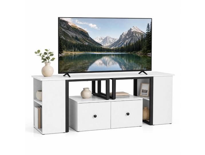 Costway Meuble Tv Combiné 140cm Pour Télé 65\ \, Meuble Télé Angle