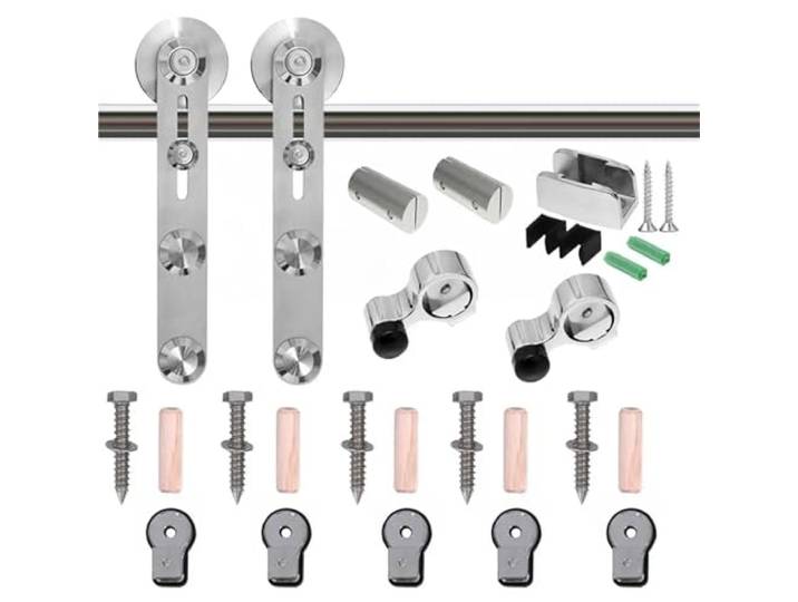Schiebetürbeschläge for Scheunentore, Schließsystem for Einzeltürschienen-Set, Edelstahl, sanft und leise, L-Form for türen(4FT-122CM)
