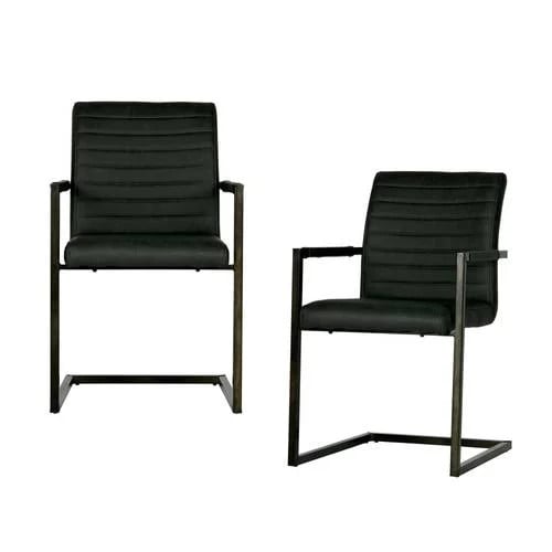 WOOOD Bas Eetkamerstoelen - Antraciet - Set van 2