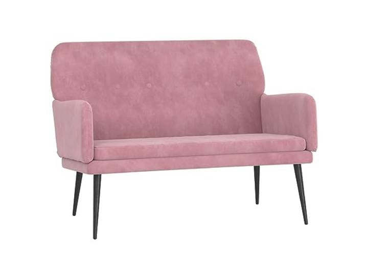 XHNIFBN Sitzbank Rosa 108x79x79 cm Samt Polsterbank mit Metallgestell Weiche Polsterbank in Rosa aus Samt mit stabiler Metallkonstruktion für Wohnzimmer und Schlafzimmer.