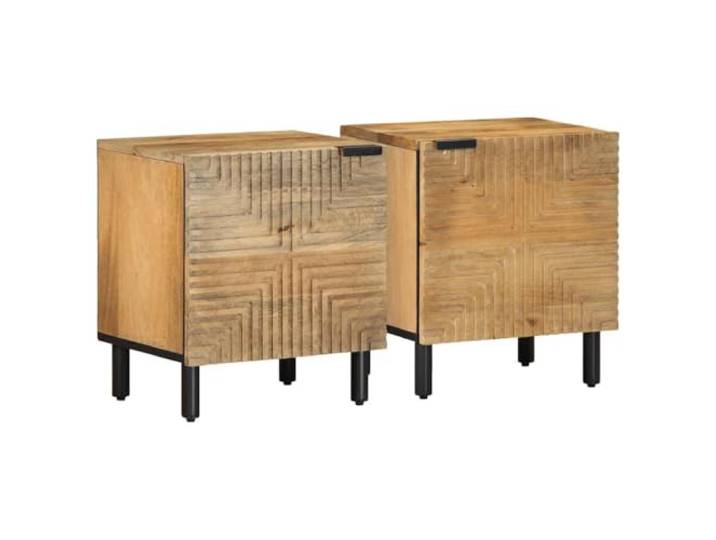 LMTYOENFG Nachttisch 2er Set Massivholz Mango Beistelltisch 40x33x46cm Stilvolles 2er-Set fürs Schlafzimmer mit CNC-gefräster Front, langlebigen Metallbeinen und praktischer Ablagefläche.