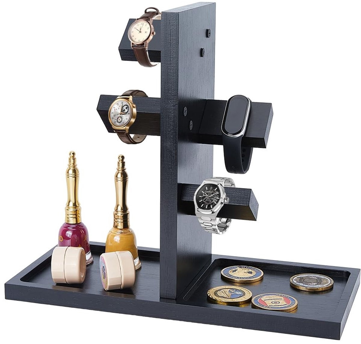 Dailygoods Houten Horlogehouder Toren - Multifunctionele Sieradenhouder en Displaystandaard