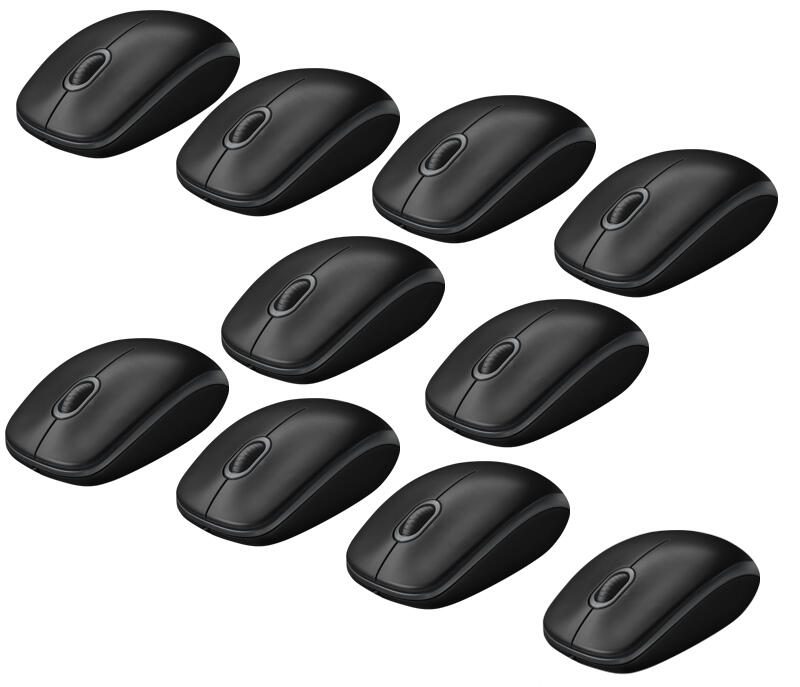 Logitech B100 Optical Maus Kabelgebunden, schwarz) 10er Pack 910-003357