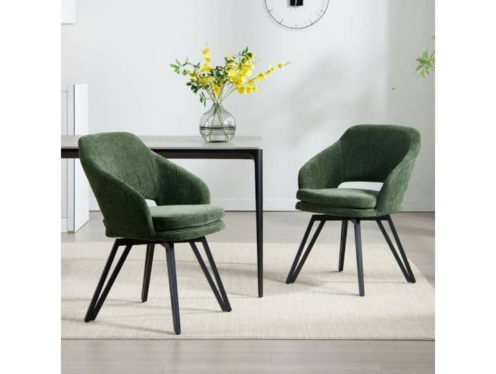 Wahson Chaise de Salle à Manger Lot de 2 Chaise Salle à Manger Moderne Chaise de Salon Pivotante pour Cuisine Chenille Vert